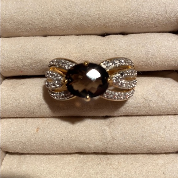 Genuine Smokey Quartz Oval East/West setting Ring - Picture 2 of 10